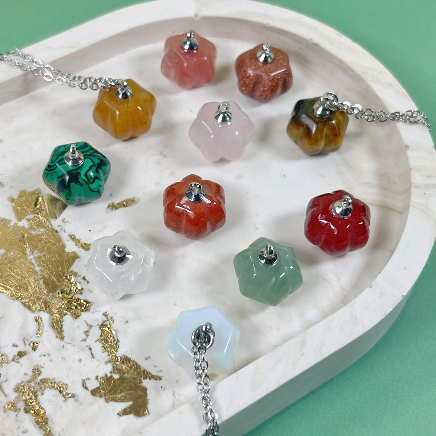 Pumpkin gemstone silver necklace, Halloween gift, Autumn jewelry, Halloween Jewelry, Opal necklace, Pumpkin necklace