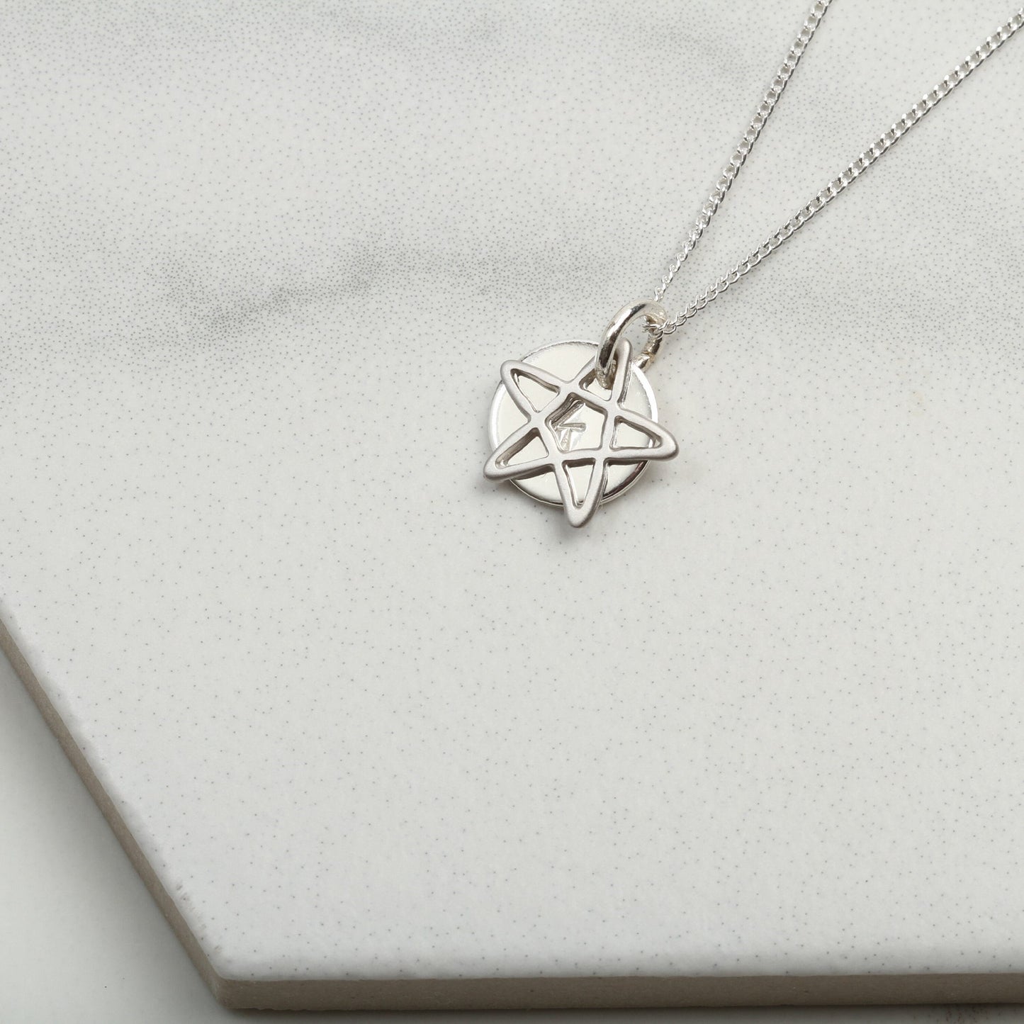 Personalised Rose Gold & Silver Star Necklace, Disc pendant necklace, Minimalist Jewellery, Birthday Gift For Her, wife mum friend sister,