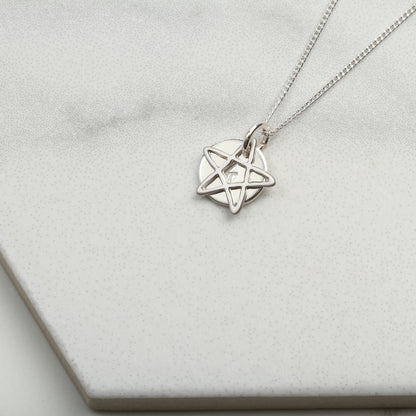 Personalised Rose Gold & Silver Star Necklace, Disc pendant necklace, Minimalist Jewellery, Birthday Gift For Her, wife mum friend sister,