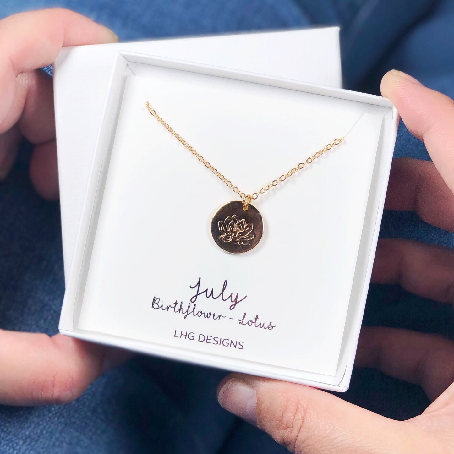 July Birth flower necklace, July Birthday gift for her, Lotus necklace, Birth flower jewellery, Well-being gift, Gift for mum