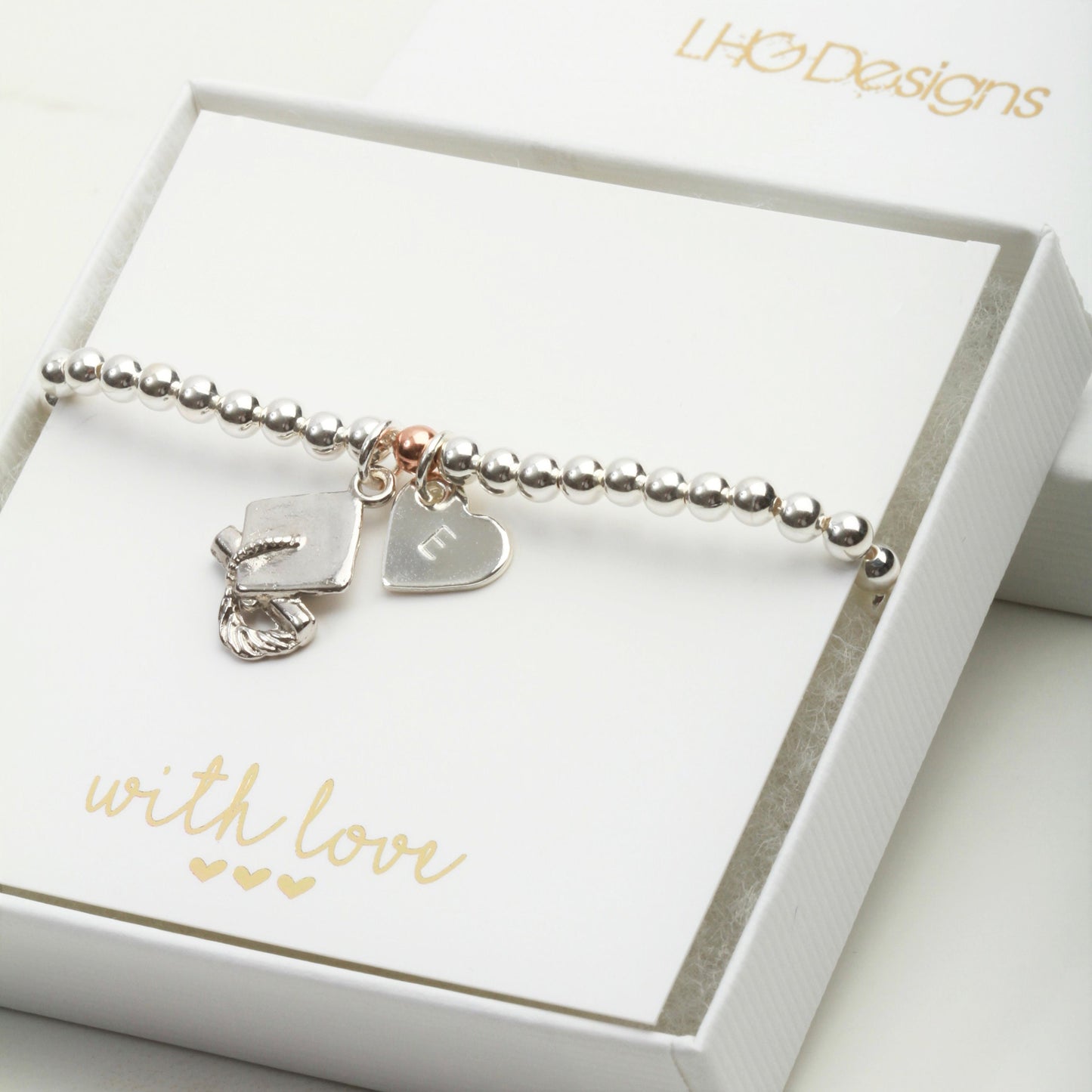 Graduation Gift for her, Graduation Mortar Board Cap charm bracelet, Graduation personalised college degree gift, school leavers gift