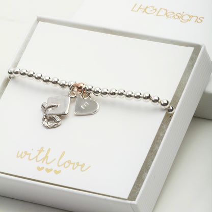 Graduation Gift for her, Graduation Mortar Board Cap charm bracelet, Graduation personalised college degree gift, school leavers gift