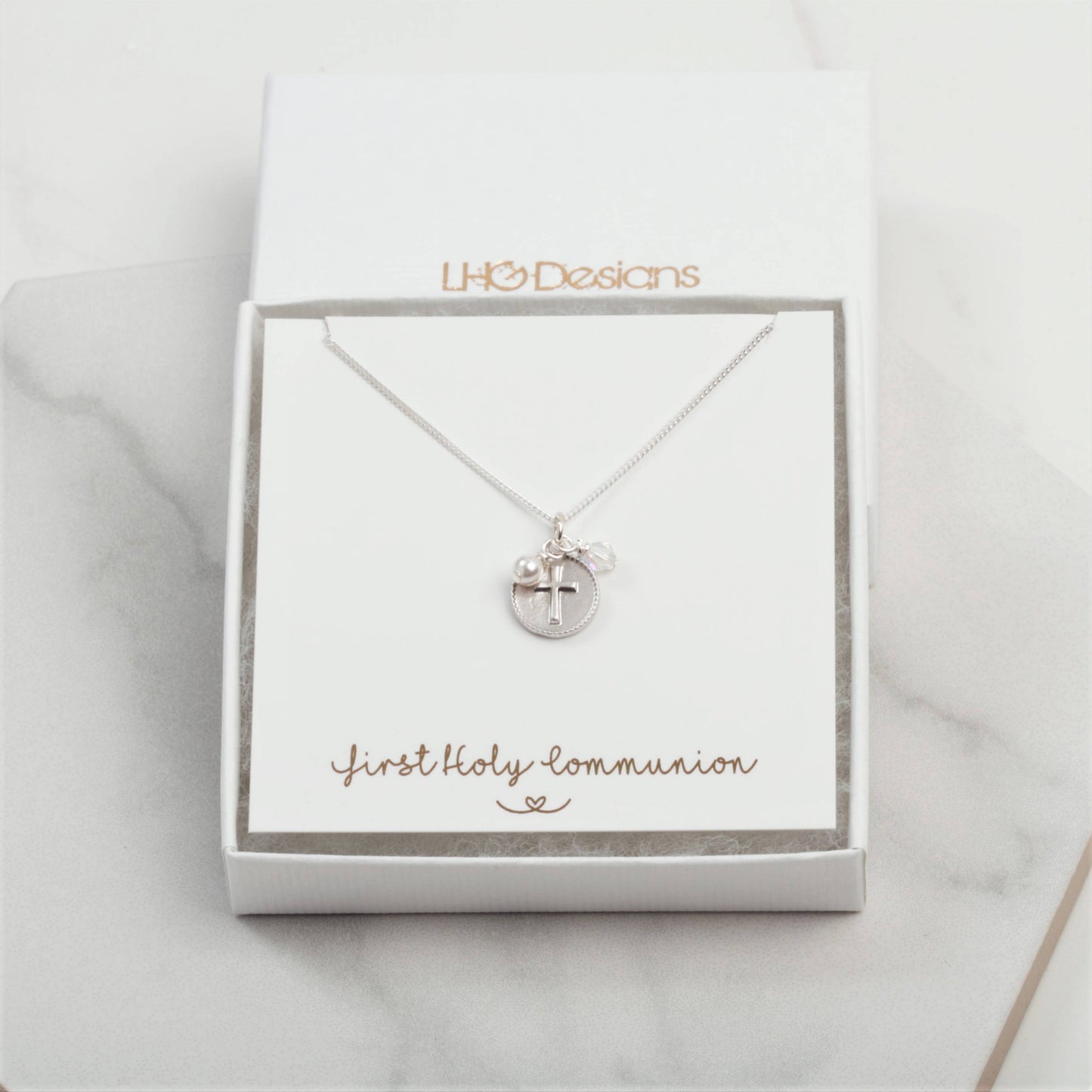 Sterling silver cross birthstone necklace, Pearl, First Holy communion gift, christening baptism gift for girl, childrens jewellery, goddaug