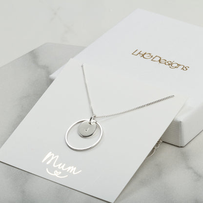 Silver circle personalised necklace, Karma necklace, Birthday Gift for her, Christmas gift for mum gran friend wife daughter, minimalist