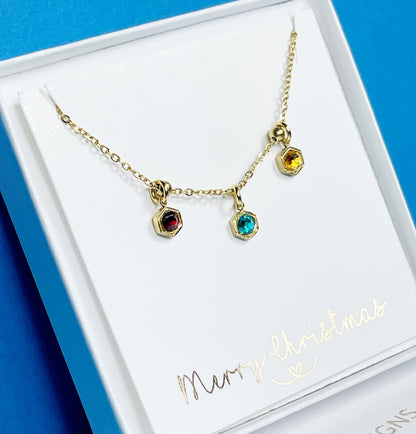 Custom Birthstone Necklace, Geometric Birthstone Necklace, Christmas Gift for women,  Birthday Gift, Grandma Gift, Mothers Day Gift for Her