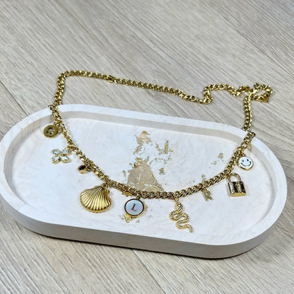 Build Your Own Custom Charm Necklace, Gold Charm Necklace, Customizable Charm Necklace, Vintage Style Chunky Necklace, Multi Charm Necklace