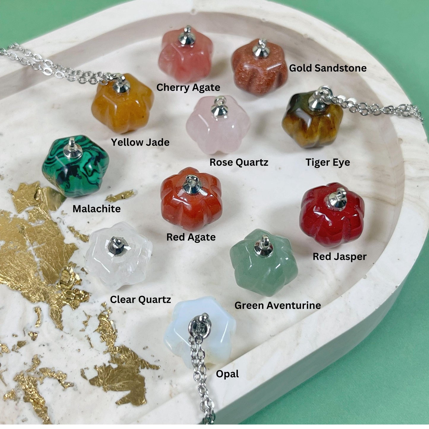 Pumpkin gemstone silver necklace, Halloween gift, Autumn jewelry, Halloween Jewelry, Opal necklace, Pumpkin necklace