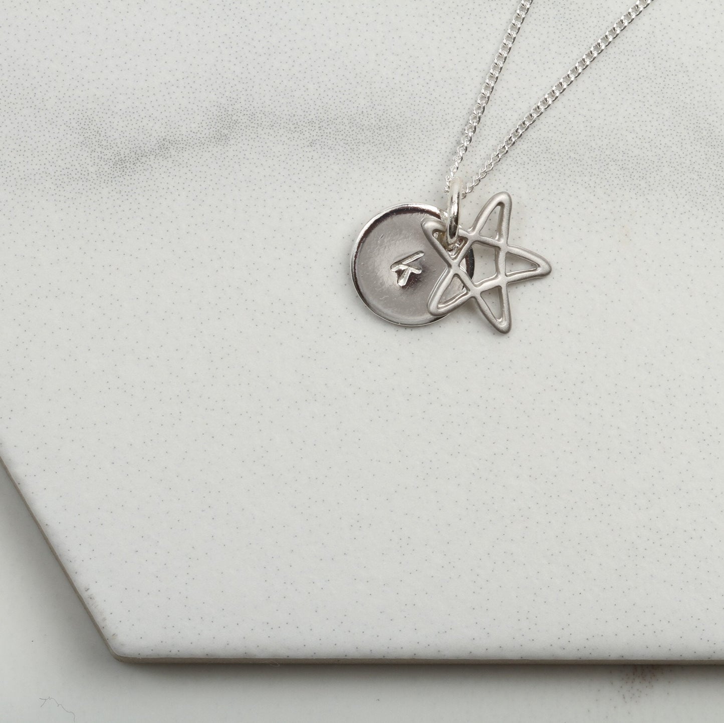 Personalised Rose Gold & Silver Star Necklace, Disc pendant necklace, Minimalist Jewellery, Birthday Gift For Her, wife mum friend sister,
