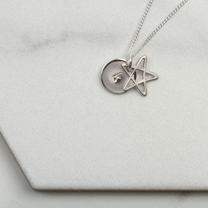 Personalised Rose Gold & Silver Star Necklace, Disc pendant necklace, Minimalist Jewellery, Birthday Gift For Her, wife mum friend sister,