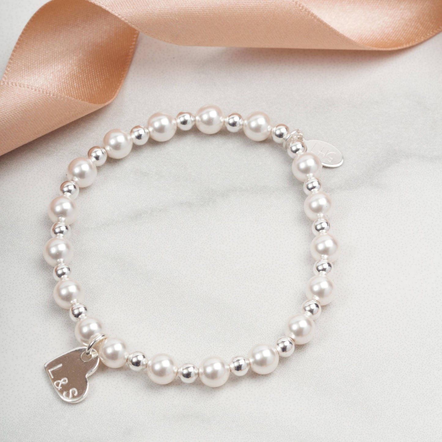 Personalised Swarovski pearl bridal bracelet, gift for bride, bridesmaids, flower girl, First Holy Communion, Confirmation