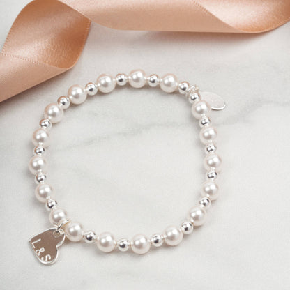 Personalised Swarovski pearl bridal bracelet, gift for bride, bridesmaids, flower girl, First Holy Communion, Confirmation