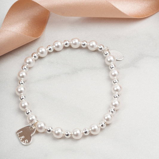 Personalised Swarovski pearl bridal bracelet, gift for bride, bridesmaids, flower girl, First Holy Communion, Confirmation
