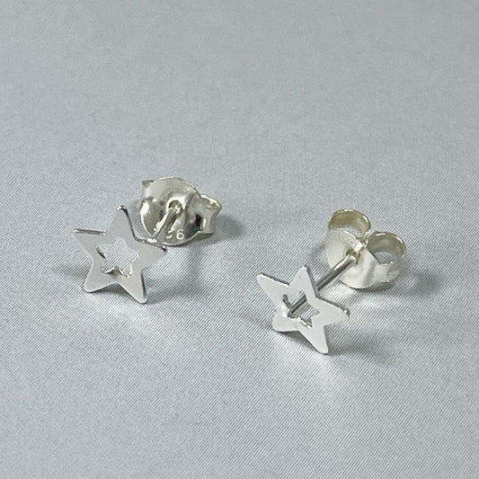 Star Stud Earrings, Open star stud sterling silver earrings, Children's earrings, dainty earrings, Christmas gift for her, Birthday gift