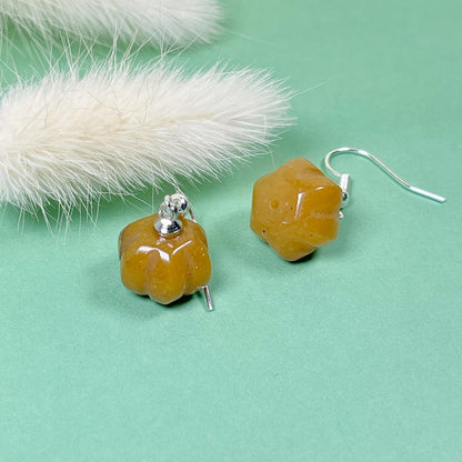 Pumpkin gemstone silver earrings, Halloween gift, Autumn jewelry, Halloween Jewelry, Opal earrings, Pumpkin earrings