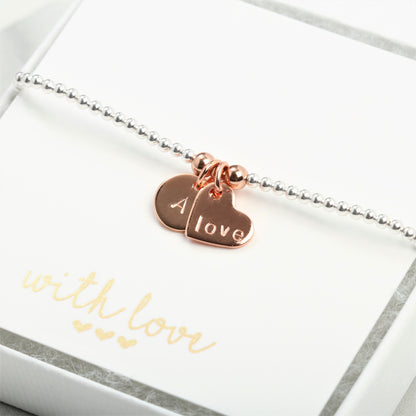 Personalised Birthday gift for her, Personalised heart charm bracelet, Mothers Day gift for her, Valentine's gift for her, Silver bracelet