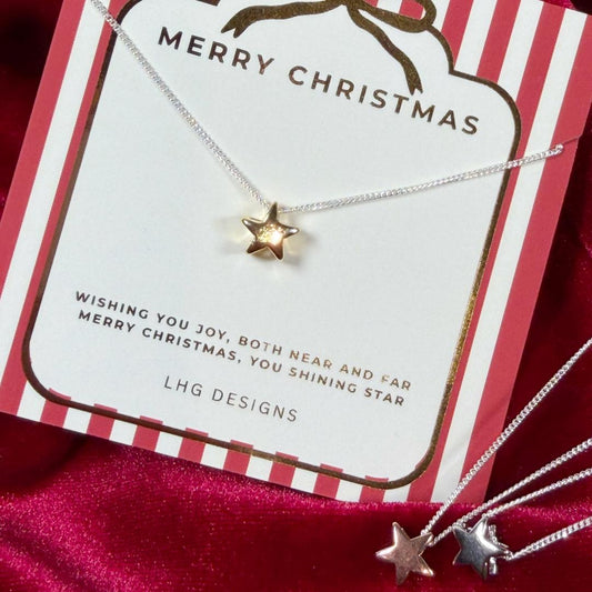 Merry Christmas Star necklace gift