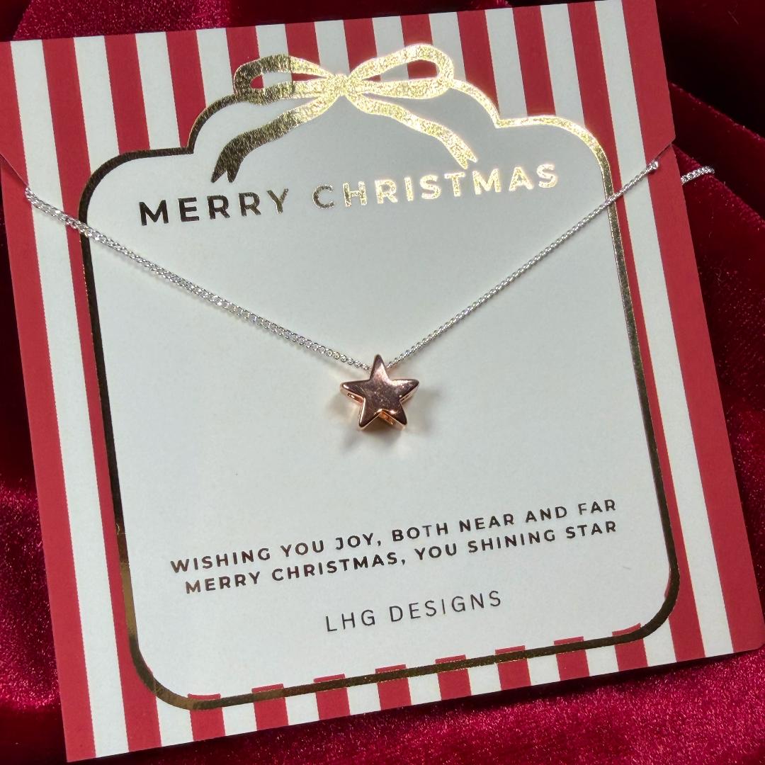 Merry Christmas Star necklace gift